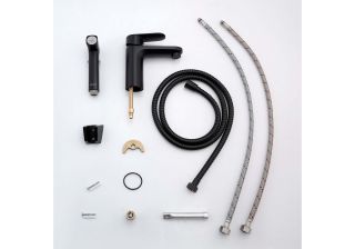 Смеситель для раковины с гигиеническим душем Aquatek Ника AQ1812MB черный